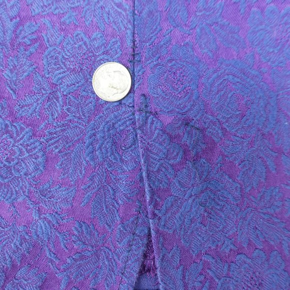 Vintage Brocade Dress All That Jazz Purple Floral Scallop Neck Talon Zip Back S - Picture 9 of 9